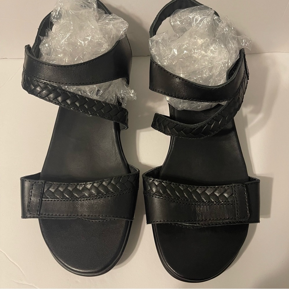 Ziera Women’s Cross Strap Leather Super Support Black Sandal Size 38 (7.5) - Picture 2 of 8